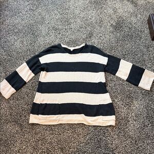 Eileen Fisher Black and Cream Striped Kids Sweater